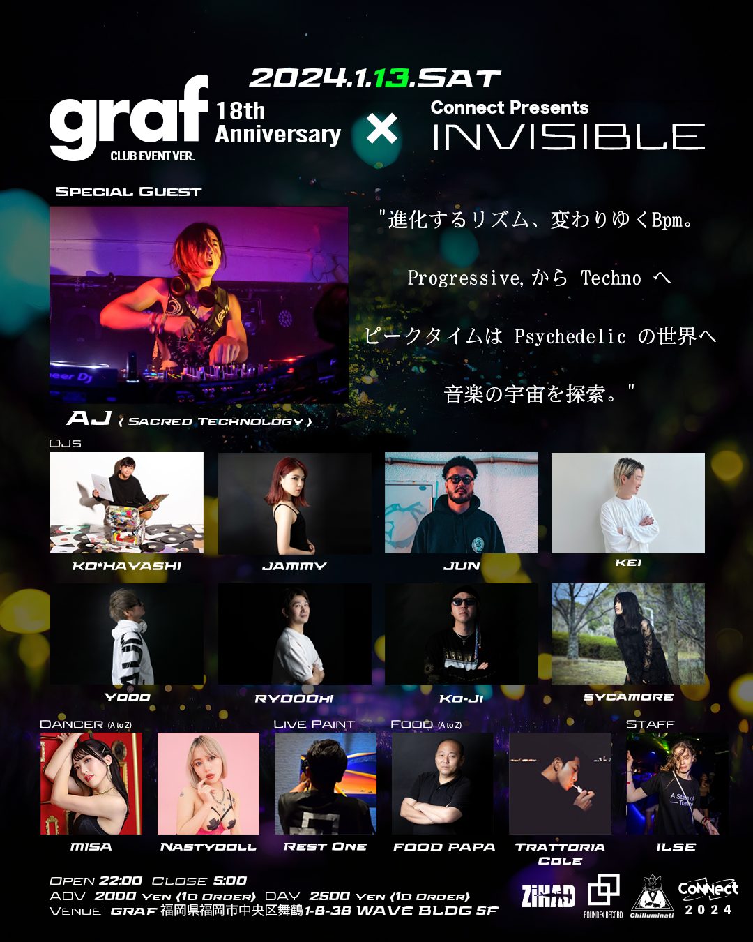 イベント情報：graf 18th Anniversary × INVISIBLE feat.AJ（福岡県 